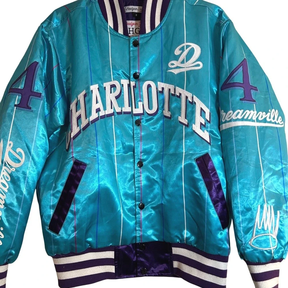 Headgear Classics Men's Dreamville Charlotte J. Cole‎ Teal Aqua Satin Jacket Sm